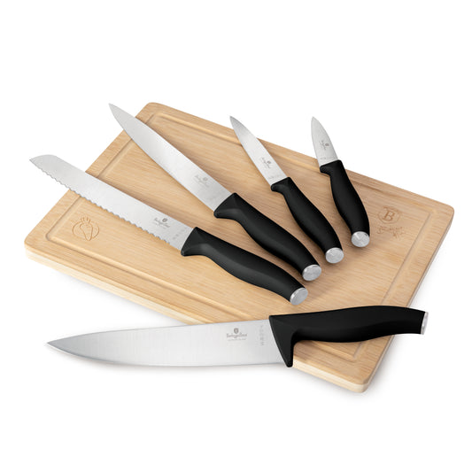 Set di Coltelli Neri Berlinger Haus con Tagliere in Bambù