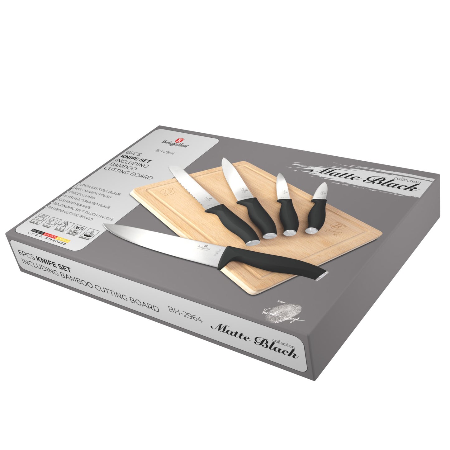 Set di Coltelli Neri Berlinger Haus con Tagliere in Bambù