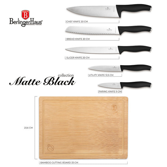 Set di Coltelli Neri Berlinger Haus con Tagliere in Bambù